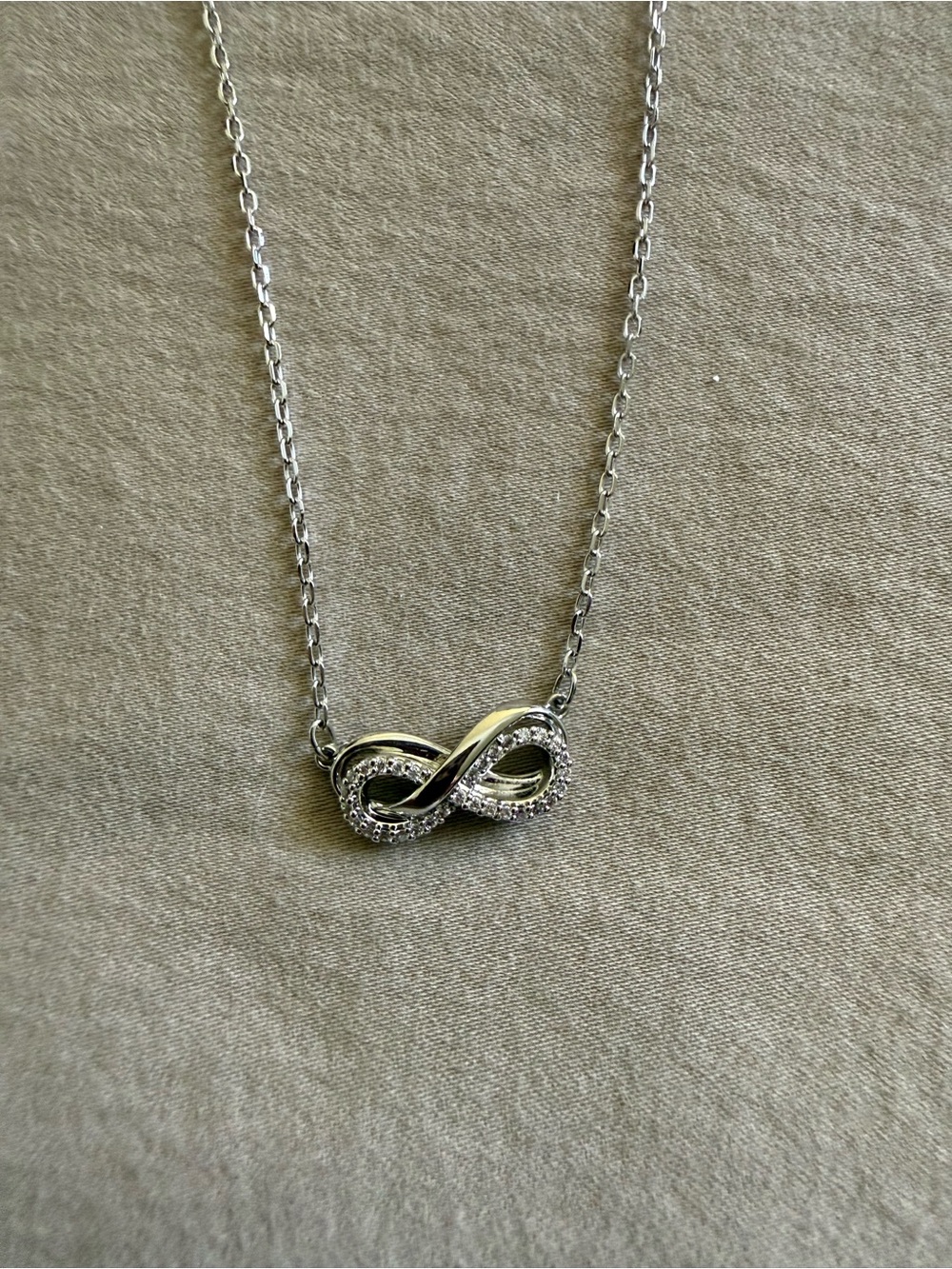Swarovski Silver Infinity Necklace with Clear Stones